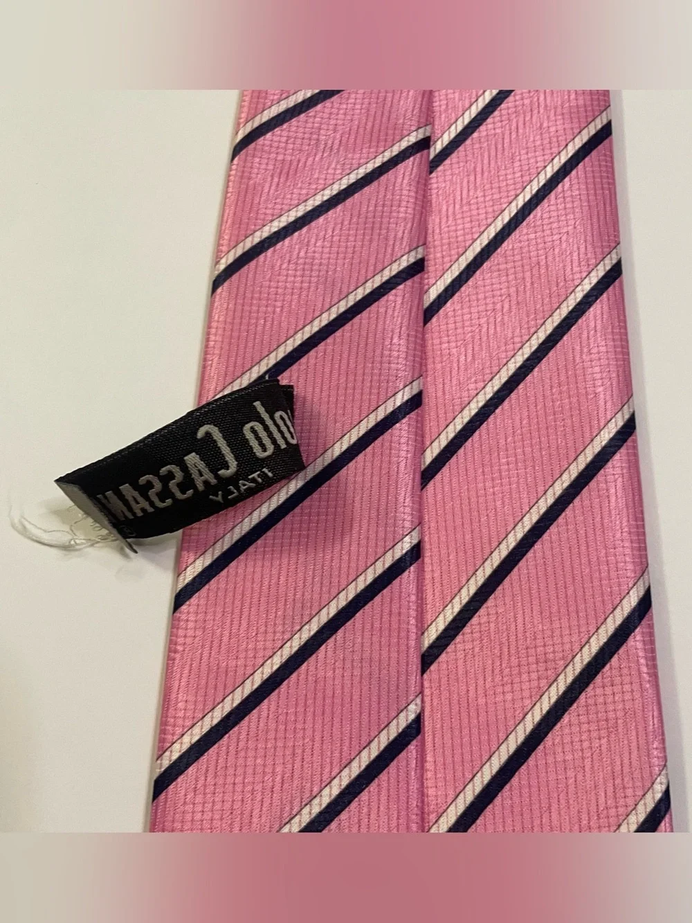 Paola Cassani Pink Striped Skinny Tie